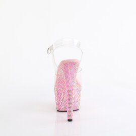 Pleaser BEJEWELED-708RRS Plateau Sandaletten Clear Strass Pink EU-35 / US-5