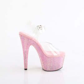 Pleaser BEJEWELED-708RRS Plateau Sandaletten Clear Strass Pink EU-35 / US-5