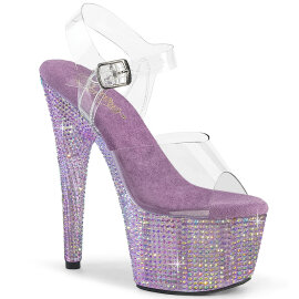 Pleaser BEJEWELED-708RRS Plateau Sandaletten Clear Strass...