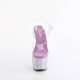 Pleaser BEJEWELED-708RRS Plateau Sandaletten Clear Strass...