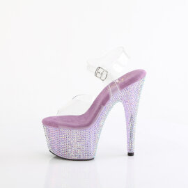 Pleaser BEJEWELED-708RRS Plateau Sandaletten Clear Strass Lila EU-42 / US-12