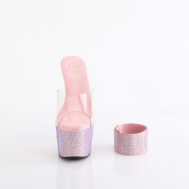 Pleaser BEJEWELED-712RS Plateau Pantoletten Clear Strass...