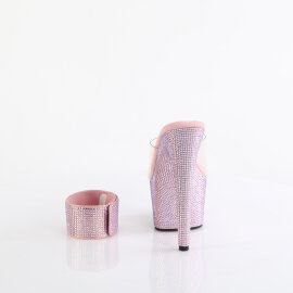 Pleaser BEJEWELED-712RS Plateau Pantoletten Clear Strass Baby Pink EU-42 / US-12