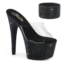 Pleaser BEJEWELED-712RS Plateau Pantoletten Clear Strass...