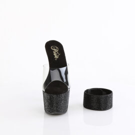 Pleaser BEJEWELED-712RS Plateau Pantoletten Clear Strass...