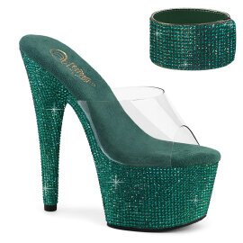 Pleaser BEJEWELED-712RS Plateau Pantoletten Clear Strass...