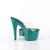 Pleaser BEJEWELED-712RS Plateau Pantoletten Clear Strass Grün EU-41 / US-11