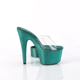 Pleaser BEJEWELED-712RS Plateau Pantoletten Clear Strass Grün EU-39 / US-9