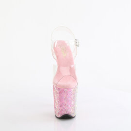 Pleaser BEJEWELED-808RRS Plateau Sandaletten Clear Strass Pink EU-35 / US-5
