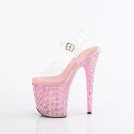 Pleaser BEJEWELED-808RRS Plateau Sandaletten Clear Strass Pink EU-35 / US-5