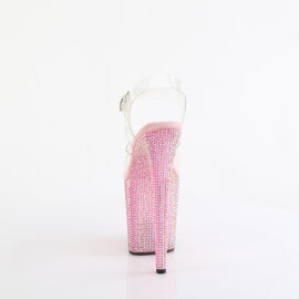 Pleaser BEJEWELED-808RRS Plateau Sandaletten Clear Strass Pink EU-35 / US-5