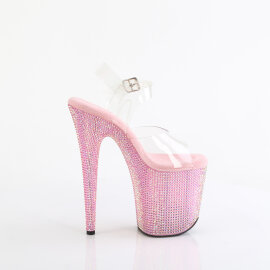 Pleaser BEJEWELED-808RRS Plateau Sandaletten Clear Strass Pink EU-40 / US-10