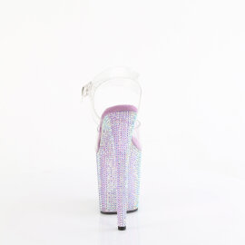 Pleaser BEJEWELED-808RRS Plateau Sandaletten Clear Strass Lila EU-37 / US-7
