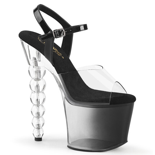 Pleaser BLISS-708-1BC Plateau Sandaletten Clear Schwarz EU-40 / US-10