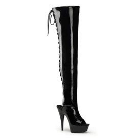 Pleaser Overknee Stiefel DELIGHT-3017 Schwarz EU-38 / US-8