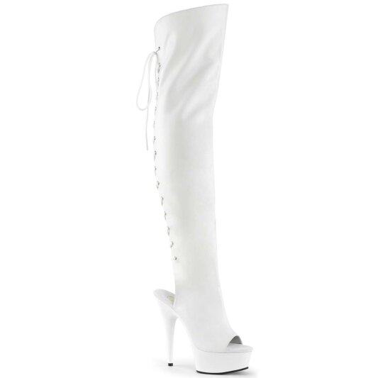 Pleaser Overknee Stiefel DELIGHT-3019 Weiß EU-35 / US-5