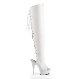 Pleaser Overknee Stiefel DELIGHT-3019 Weiß EU-38 / US-8