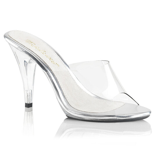 Fabulicious CARESS-401 Pantoletten Clear Silber EU-37 / US-7