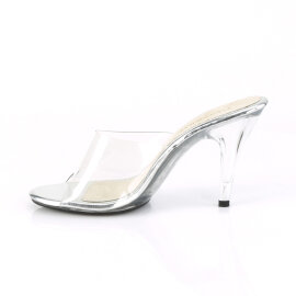 Fabulicious CARESS-401 Pantoletten Clear Silber EU-37 / US-7