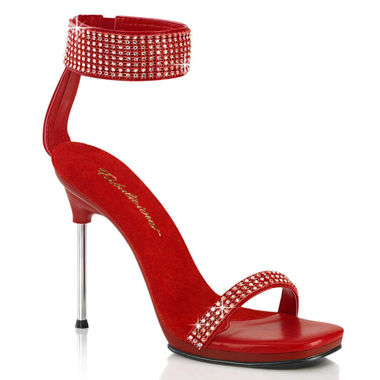 Fabulicious CHIC-40 Sandaletten Kunstleder Strass Rot EU-40 / US-10