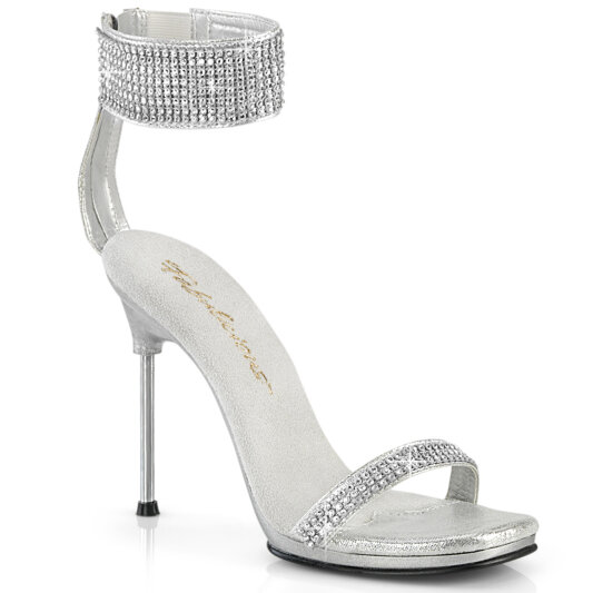 Fabulicious CHIC-40 Sandaletten Stoff Strass Silber EU-38 / US-8