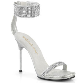 Fabulicious CHIC-40 Sandaletten Stoff Strass Silber EU-41...