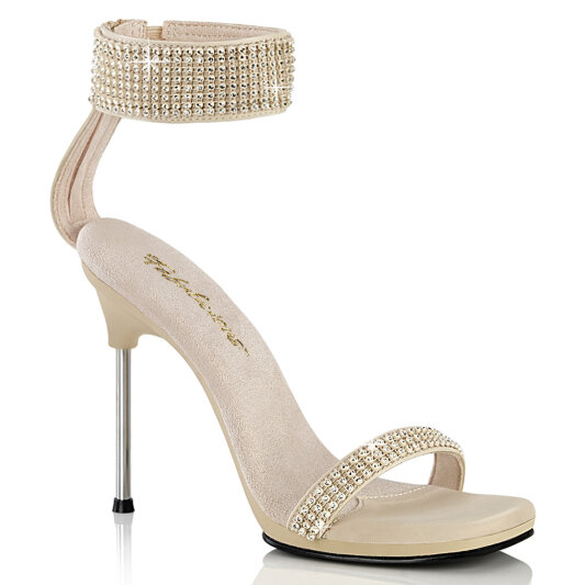 Fabulicious CHIC-40 Sandaletten Kunstleder Strass Beige EU-40 / US-10
