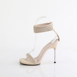 Fabulicious CHIC-40 Sandaletten Kunstleder Strass Beige EU-40 / US-10