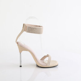 Fabulicious CHIC-40 Sandaletten Kunstleder Strass Beige EU-40 / US-10