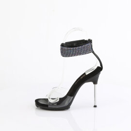 Fabulicious CHIC-42 Sandaletten Kunstleder Clear Strass Schwarz EU-35 / US-5