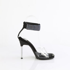Fabulicious CHIC-42 Sandaletten Kunstleder Clear Strass Schwarz EU-35 / US-5