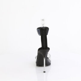 Fabulicious CHIC-42 Sandaletten Kunstleder Clear Strass Schwarz EU-39 / US-9