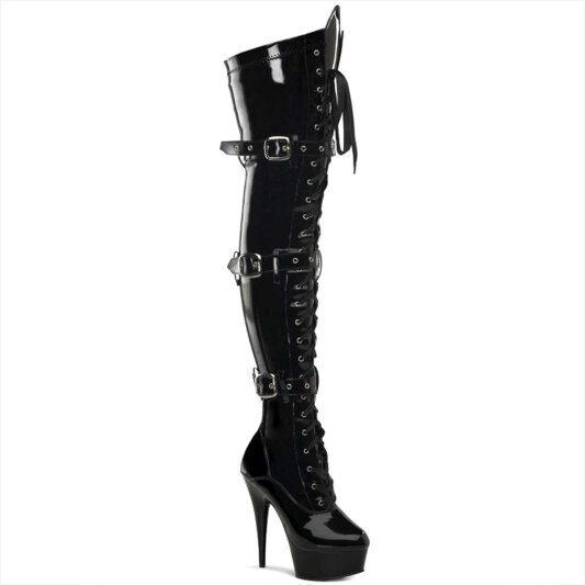 Pleaser Overknee Stiefel DELIGHT-3028 Schwarz EU-35 / US-5
