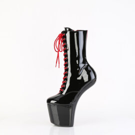 Pleaser CRAZE-1040TT Plateau Kniestiefel Lack Schwarz Rot EU-38 / US-8