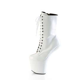 Pleaser CRAZE-1040TT Plateau Kniestiefel Lack Braun Weiß EU-37 / US-7