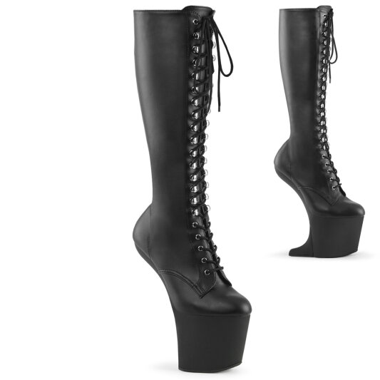 Pleaser CRAZE-2023 Plateau Kniestiefel Kunstleder Schwarz EU-36 / US-6
