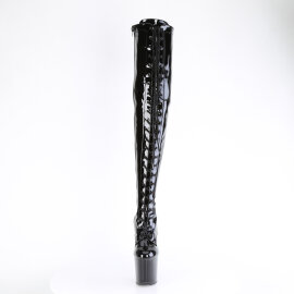 Pleaser CRAZE-3023 Plateau Overknee Stiefel Lack Schwarz...