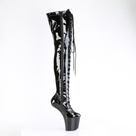 Pleaser CRAZE-3023 Plateau Overknee Stiefel Lack Schwarz EU-40 / US-10
