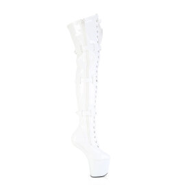 Pleaser CRAZE-3028 Plateau Overknee Stiefel Lack Weiß EU-38 / US-8