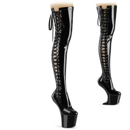 Pleaser CRAZE-3050 Plateau Overknee Stiefel Lack Schwarz...