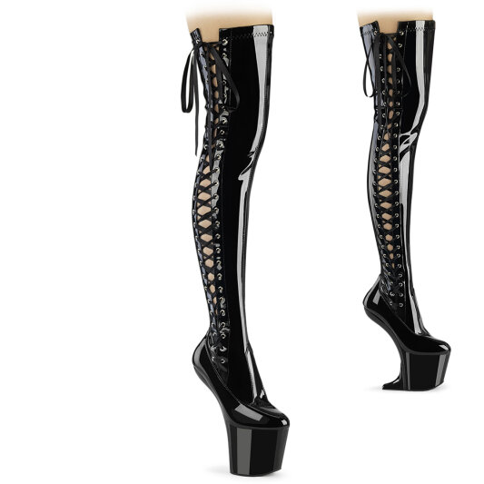 Pleaser CRAZE-3050 Plateau Overknee Stiefel Lack Schwarz EU-39 / US-9
