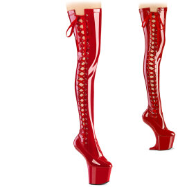 Pleaser CRAZE-3050 Plateau Overknee Stiefel Lack Rot...