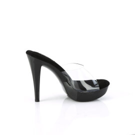 Fabulicious COCKTAIL-501 Plateau Pantoletten Clear Schwarz EU-37 / US-7