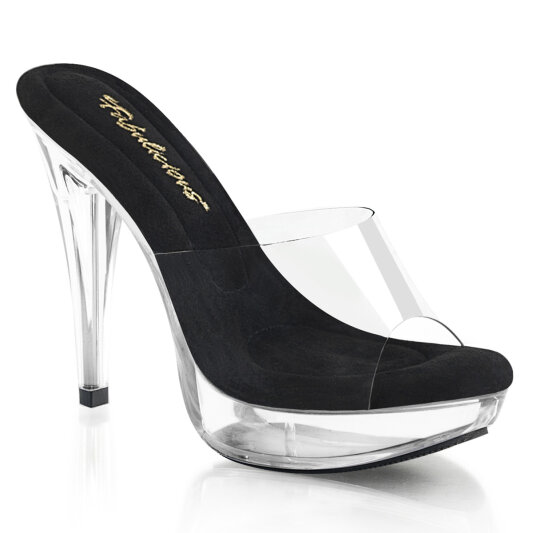 Fabulicious COCKTAIL-501 Plateau Pantoletten Transparent Schwarz EU-40 / US-10