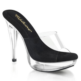 Fabulicious COCKTAIL-501 Plateau Pantoletten Transparent Schwarz EU-40 / US-10