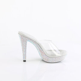 Fabulicious COCKTAIL-501DM Plateau Pantoletten Clear Strass Silber EU-35 / US-5
