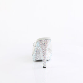 Fabulicious COCKTAIL-501DM Plateau Pantoletten Clear Strass Silber EU-38 / US-8