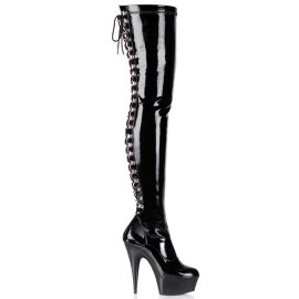 Pleaser Overknee Stiefel DELIGHT-3063 Schwarz EU-38 / US-8
