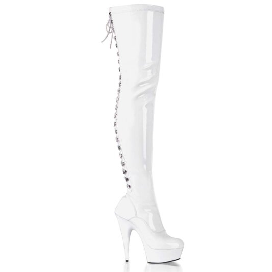 Pleaser Overknee Stiefel DELIGHT-3063 Weiß EU-35 / US-5