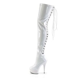 Pleaser Overknee Stiefel DELIGHT-3063 Weiß EU-35 / US-5